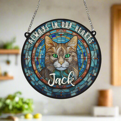 Cat Tabby Memorial Stained Glass Effect Suncatcher